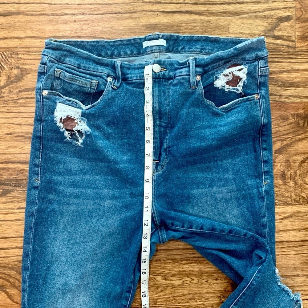 Good American Distressed Leopard Print Pocket Detail Jeans Size 18 - Picture 3 of 8